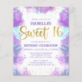 Papier Sweet 16 Aquarelle Purple Gold Invitation (Devant)