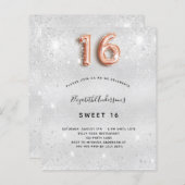 Papier Sweet 16 argent rose or budget invitation (Devant / Derrière)
