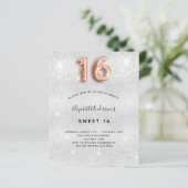 Papier Sweet 16 argent rose or budget invitation (Debout devant)