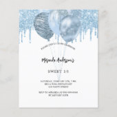 Papier Sweet 16 Ballons bleu blanc invitation budget (Devant)
