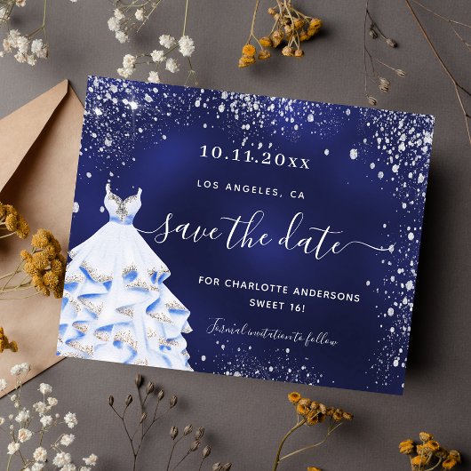 Papier Sweet 16 bleu marine budget de robe enregistrer la