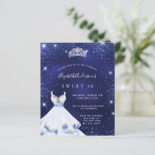 Papier Sweet 16 bleu marine robe tiara invitation (Debout devant)