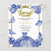 Papier Sweet 16 Budget Invitation Royal Blue Butterfly (Devant)