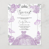 Papier Sweet 16 Budget Photo Invitation Papillon (Devant)