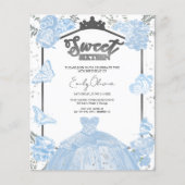 Papier Sweet 16 Budget Photo Invitation Papillon Bleu (Devant)
