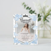 Papier Sweet 16 Budget Photo Invitation Papillon Bleu (Debout devant)