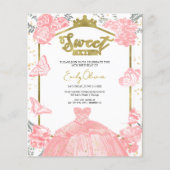 Papier Sweet 16 Budget Photo Invitation Papillon rose (Devant)