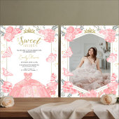 Papier Sweet 16 Budget Photo Invitation Papillon rose