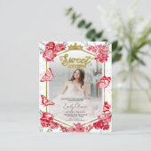 Papier Sweet 16 Budget Photo Invitation Papillon rouge (Debout devant)