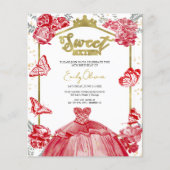 Papier Sweet 16 Budget Photo Invitation Papillon rouge (Devant)