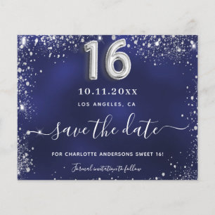 Papier Sweet 16 marine bleu argent parties scintillant en