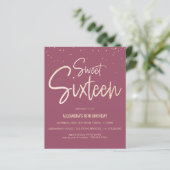 Papier Sweet 16 Or, Élégant, Invitation simple (Debout devant)
