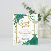Papier Sweet 16 Papillons Green Budget Invitation (Debout devant)