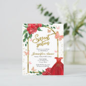 Papier Sweet 16 Papillons Rouge Budget Invitation (Debout devant)