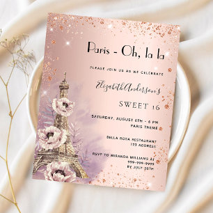 Papier Sweet 16 Paris rose or Eiffel invitation tour