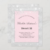 Papier Sweet 16 partie argent roux rose budget invitation (Devant / Derrière)