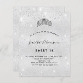 Papier Sweet 16 parties scintillant argent invitation tia (Devant / Derrière)