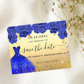 Papier Sweet 16 robe d'or bleu budget enregistrer la date