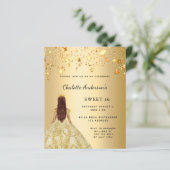 Papier Sweet 16 robe or étoiles invitation (Debout devant)