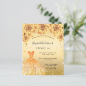 Papier Sweet 16 robe or fleurs invitation (Debout devant)