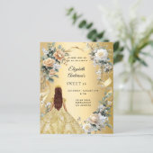 Papier Sweet 16 robe or jaune florales invitation (Debout devant)