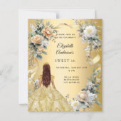 Papier Sweet 16 robe or jaune florales invitation (Devant)