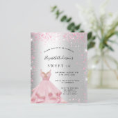 Papier Sweet 16 robe rose argent invitation budget (Debout devant)
