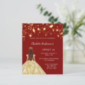 Papier Sweet 16 robe rouge or étoiles invitation (Debout devant)