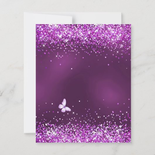 Papier Sweet 16 robe violet fleurs roses invitation (Dos)