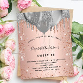 Papier Sweet 16 roses or argent invitation ballons d'arge