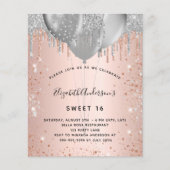 Papier Sweet 16 roses or argent invitation ballons d'arge (Devant)