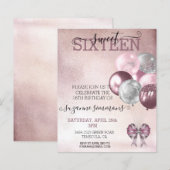 Papier Sweet 16 Seize Anniversaire Balloon Rose Or (Devant / Derrière)