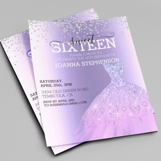 Papier Sweet 16 Seize Anniversaire Robe Diamants