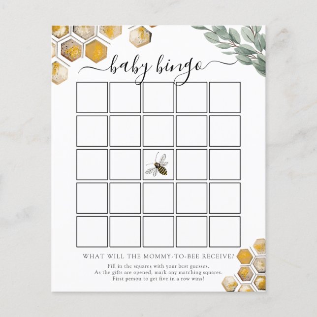 Papier Sweet as Can Bee Baby shower Bingo Game Card (Devant)