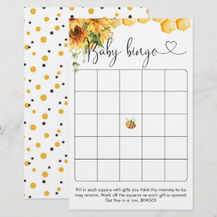 Papier Sweet As Can Bee Baby shower Bingo Jeu