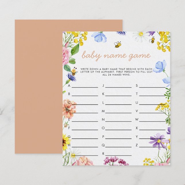 Papier Sweet As Can Bee Baby shower Game (Devant / Derrière)