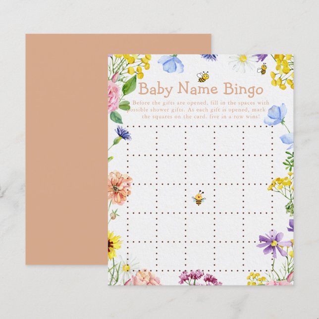 Papier Sweet As Can Bee Baby shower Jeu Bingo (Devant / Derrière)