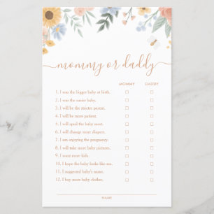 Papier Sweet as Can Bee Mommy ou Daddy Baby shower Game