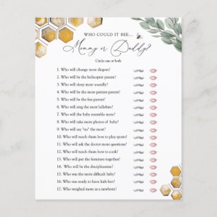 Papier Sweet as Can Bee Mommy ou Daddy Baby shower Game