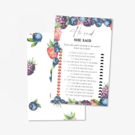 Papier Sweet berry - il dit qu'elle a dit jeu