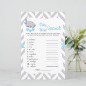 Papier Sweet Blue & Grey Elephant Baby shower - Jeu de mo (Debout devant)