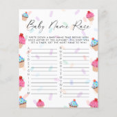 Papier Sweet Cupcake Genre Reveal Jeu Nom du bébé (Devant)