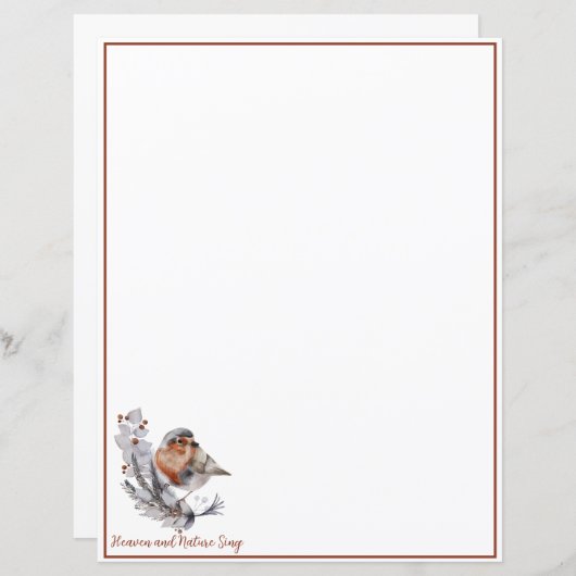 Papier Sweet hiver oiseau et neige coutume Noël (Devant / Derrière)