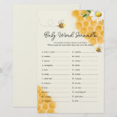Papier Sweet Little Honey Bee Baby shower Mot Scramble (Devant / Derrière)