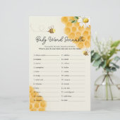 Papier Sweet Little Honey Bee Baby shower Mot Scramble (Debout devant)