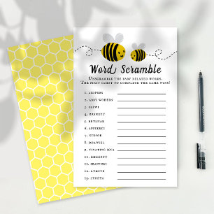Papier Sweet Little Honey Bee Baby shower Mot Scramble