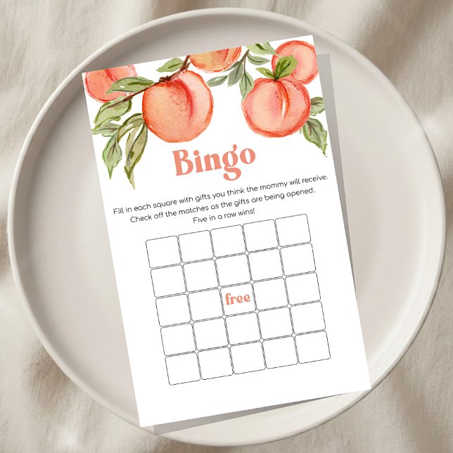 Papier Sweet Little Peach Baby Shower Bingo Game (Créateur téléchargé)