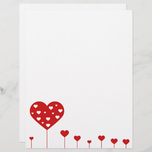 Papier Sweet Lovely Romantique Rouge Coeurs blancs (Devant / Derrière)