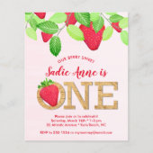 Papier Sweet Strawberry 1er Anniversaire Budget Invitatio (Devant)