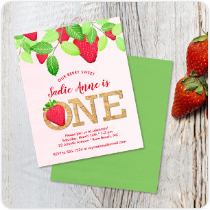 Papier Sweet Strawberry 1er Anniversaire Budget Invitatio
